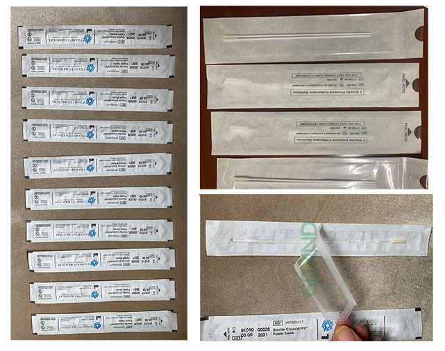 Muestra de m&aacute;quina de embalaje de dispositivos de recolecci&oacute;n est&eacute;riles Flocked