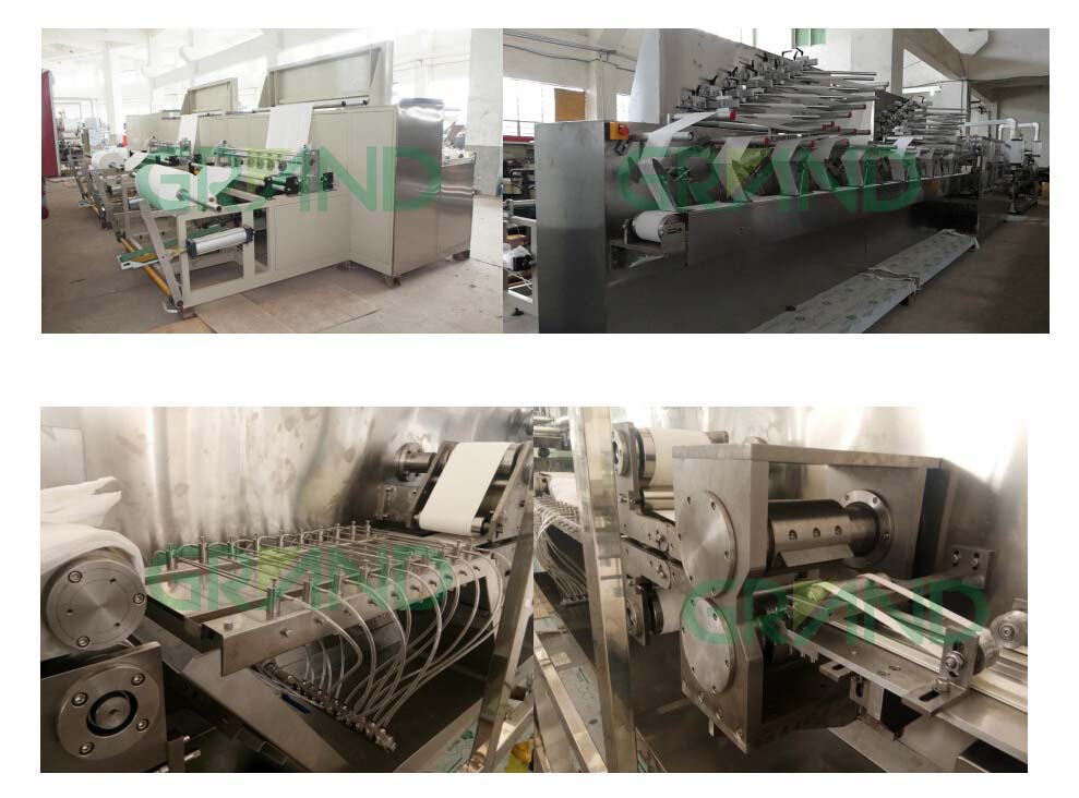 Detalles de la m&aacute;quina de plegamiento y empaque de toallitas h&uacute;medas